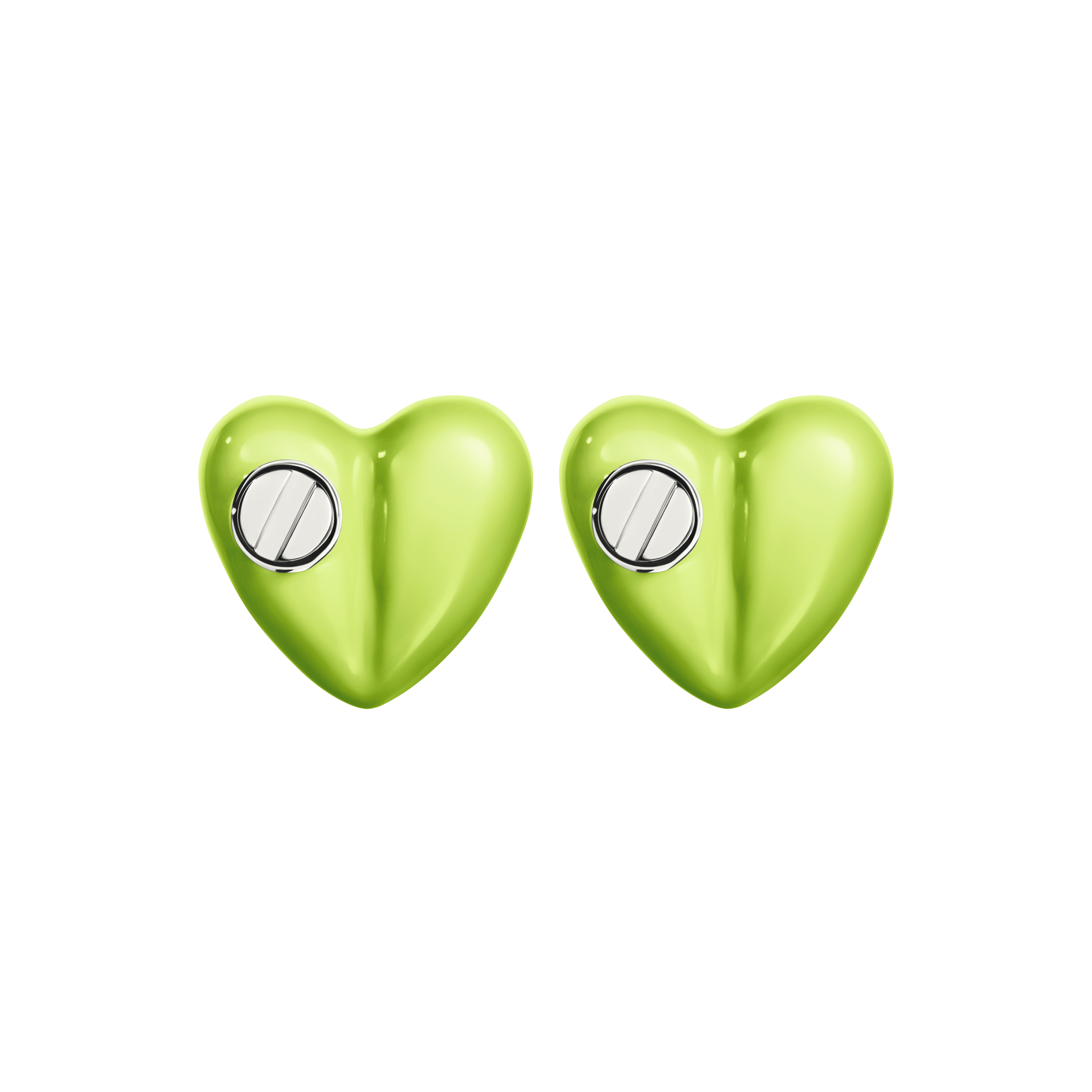 A detail of Heart Studs with Screw in Cody Green